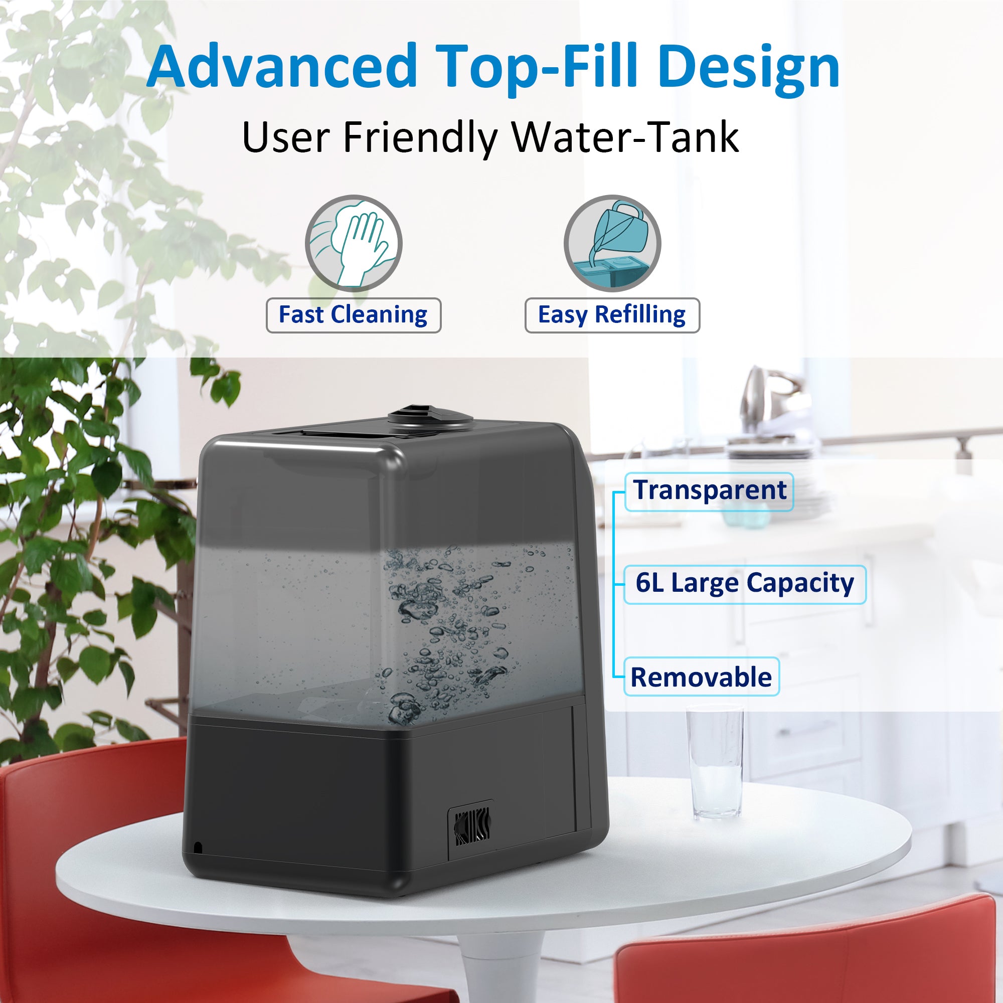 AROVEC Humidifier Ultrasonic Top Fill 6L, AroMist-550B