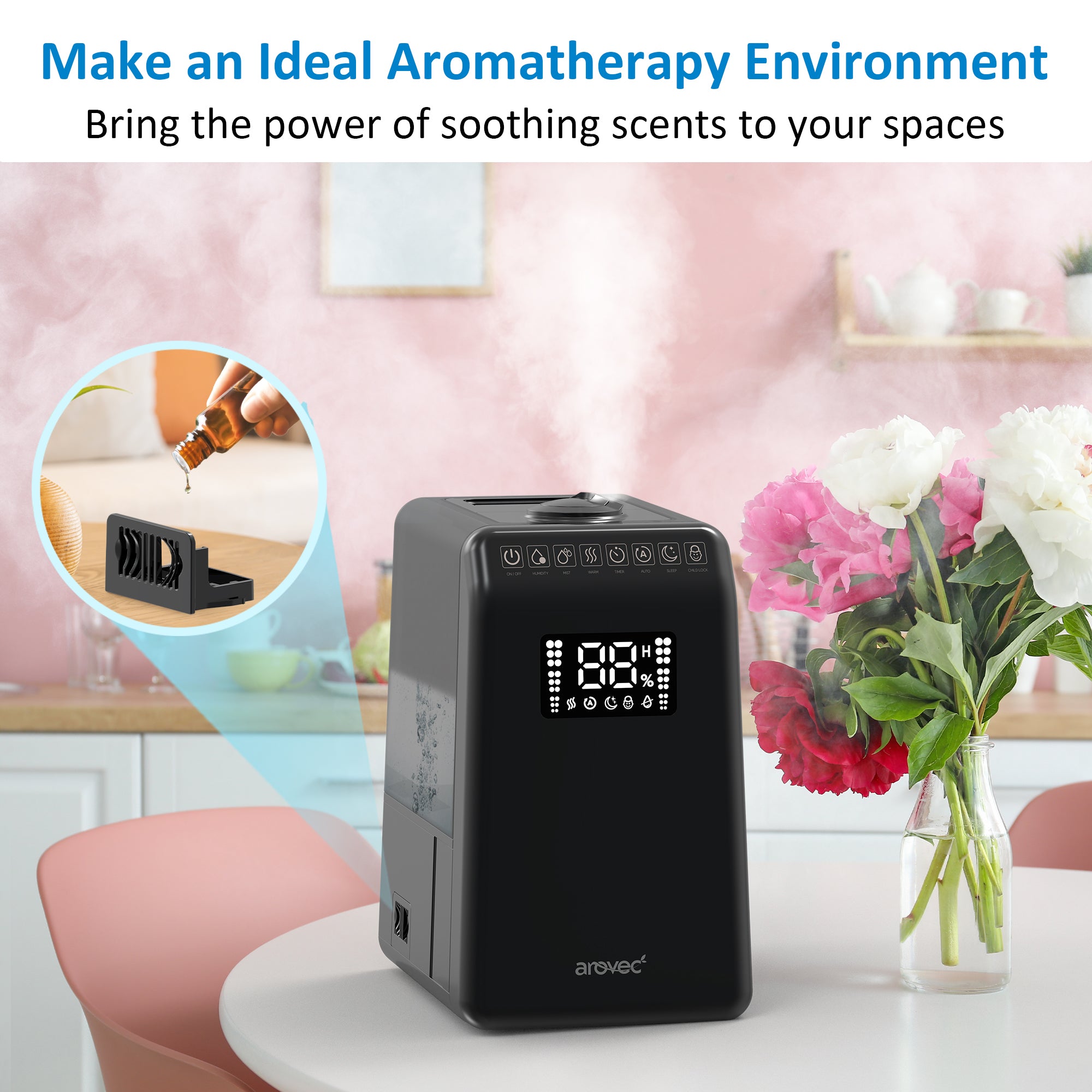 AROVEC Humidifier Ultrasonic Top Fill 6L, AroMist-550B