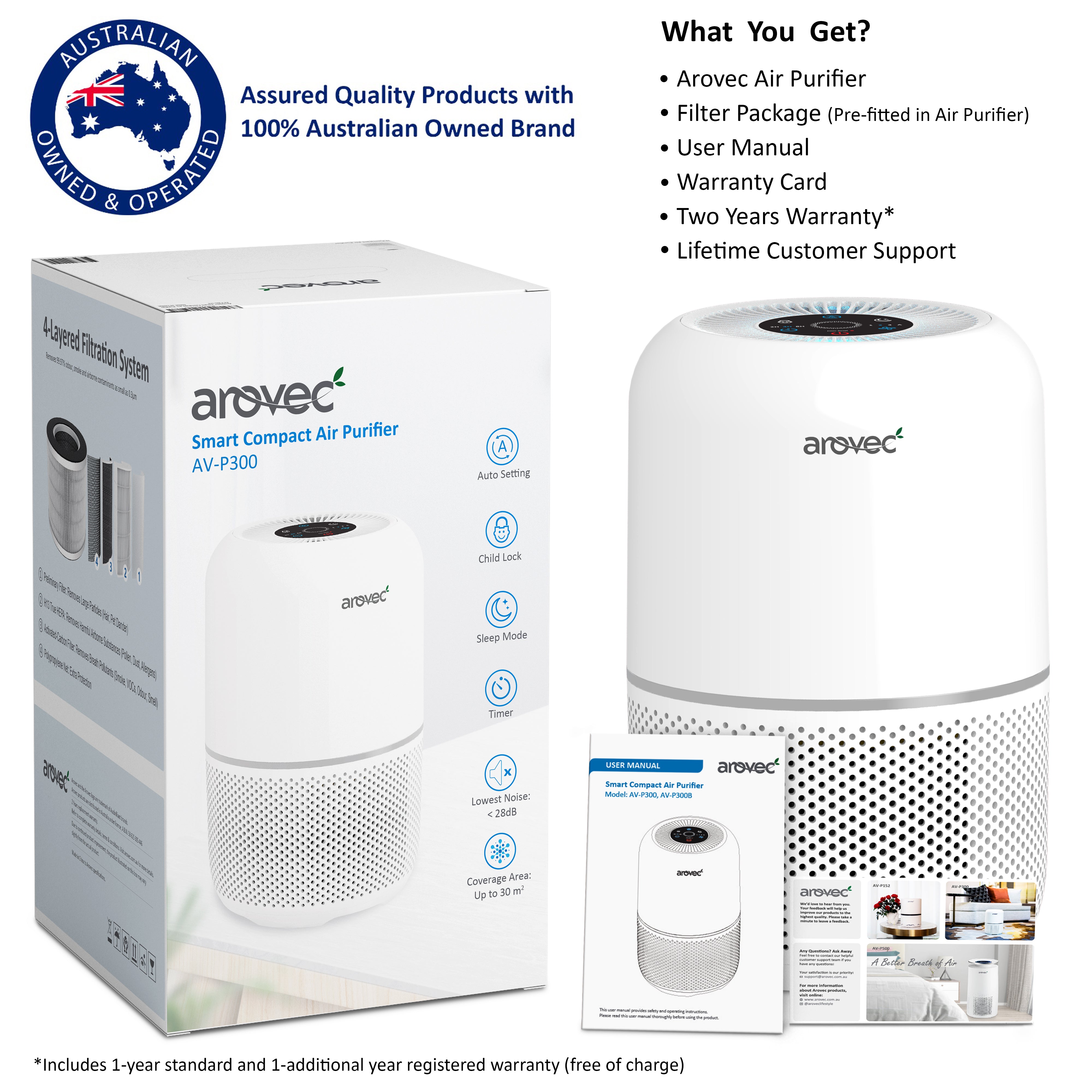 AROVEC Smart Compact Air Purifier AV-P300