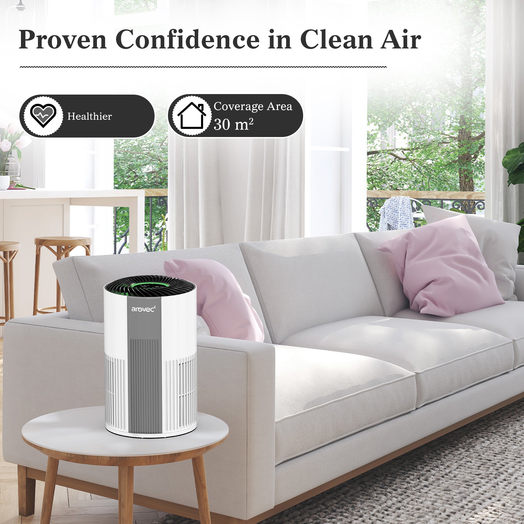 AROVEC Air Purifier Mini with H13 True HEPA Filter AV-P100