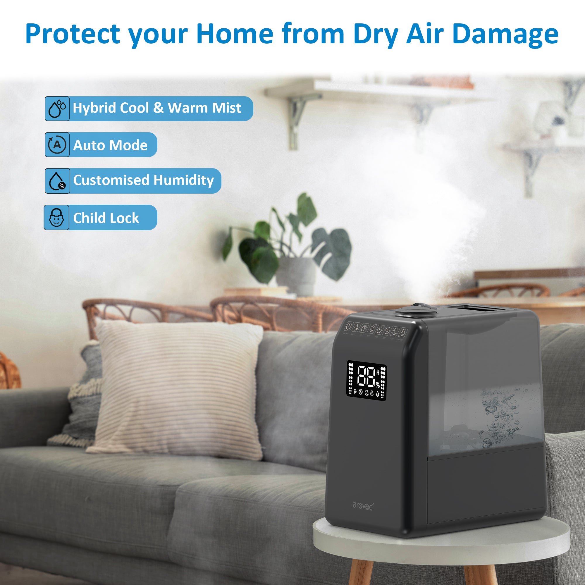 AROVEC Humidifier Ultrasonic Top Fill 6L, AroMist-550B