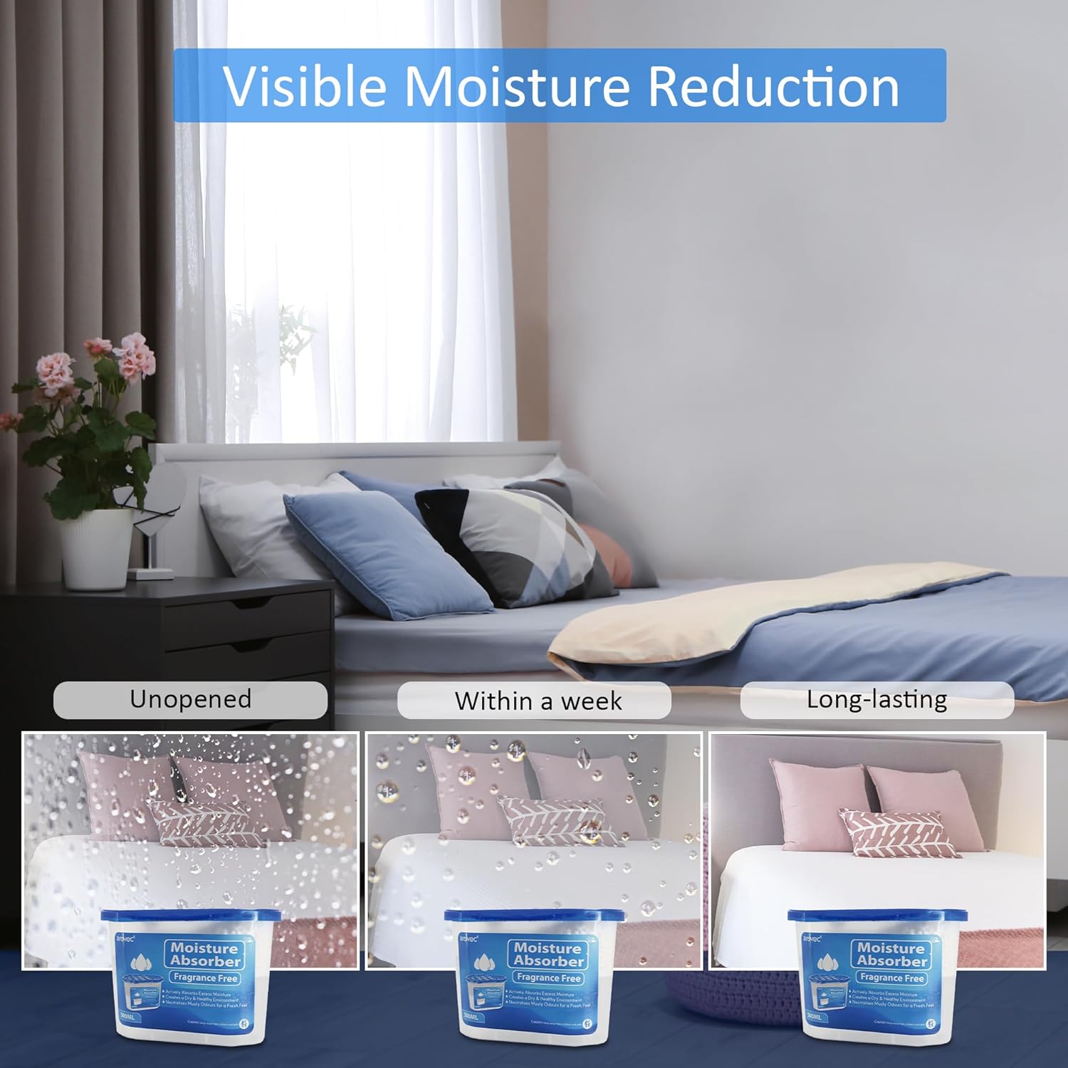 Arovec Moisture Absorber Dehumidifier, Unscented 8 Packs