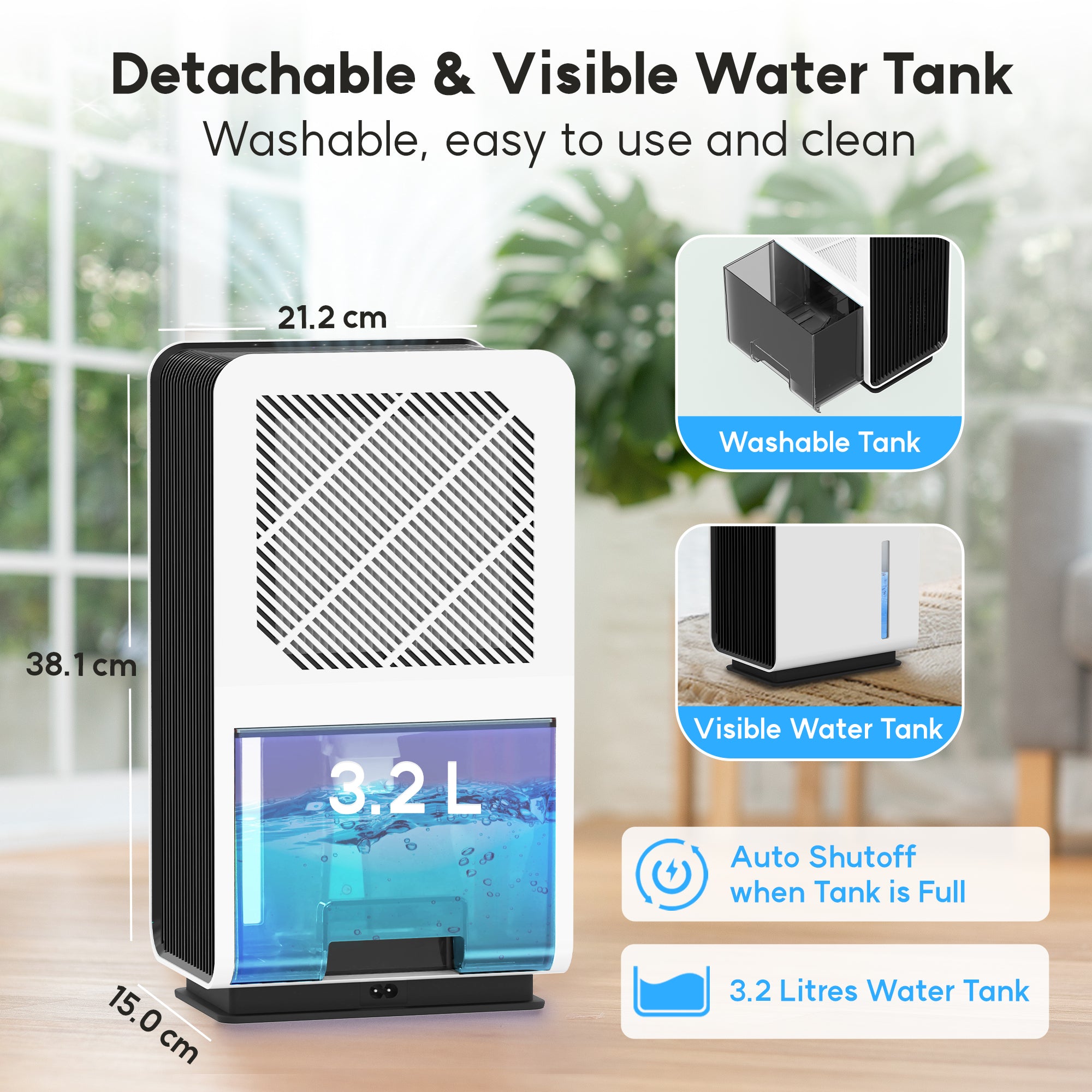 AROVEC Air Dehumidifier & Purifier Smart 2-in-1, H13 True HEPA Filter