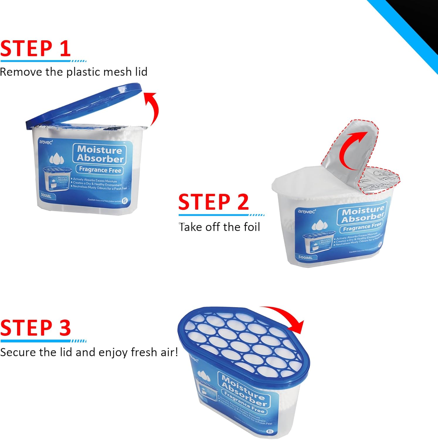 Arovec Moisture Absorber Dehumidifier, Unscented 8 Packs