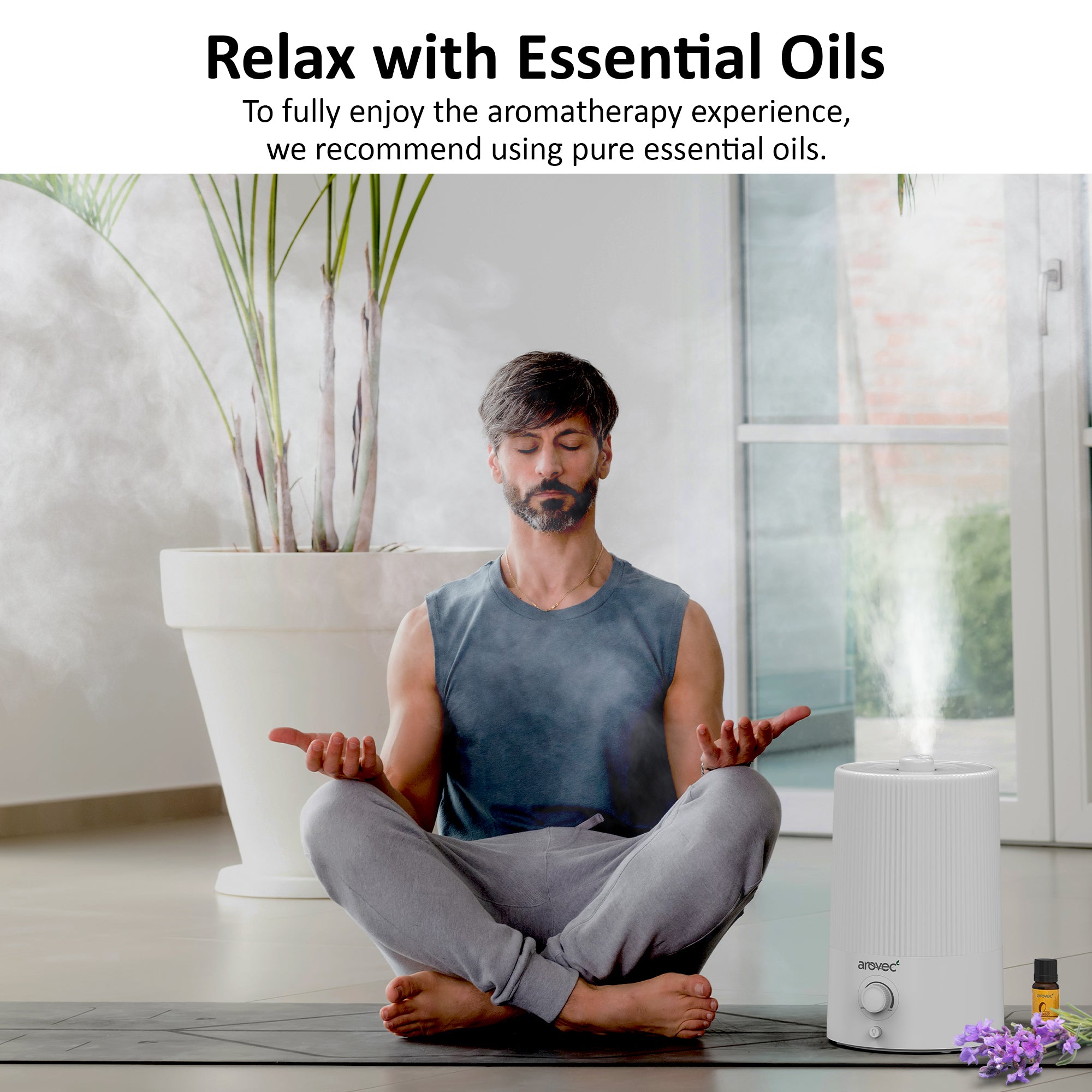 AROVEC Humidifier 4L Top-Fill Ultrasonic Air Humidifier, AroMist-250N