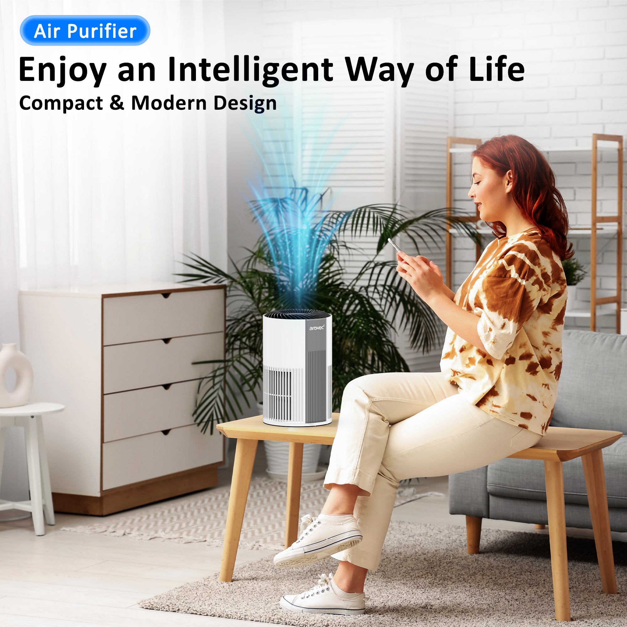 AROVEC Air Purifier Compact with H13 True HEPA Filter AV-P100