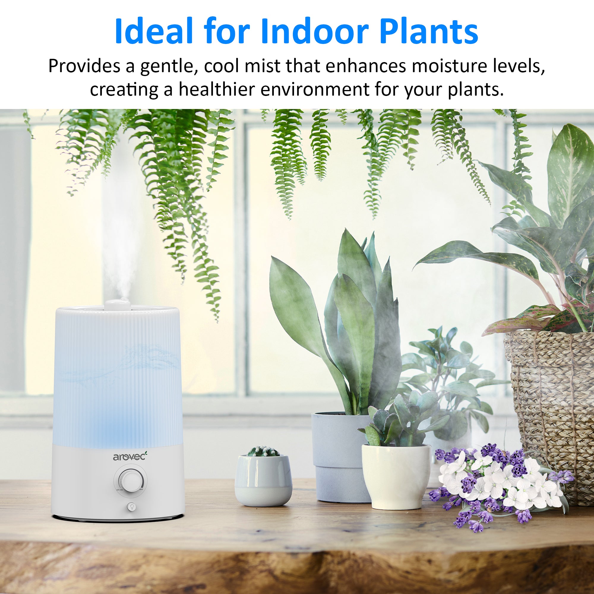 AROVEC Humidifier 4L Top-Fill Ultrasonic Air Humidifier, AroMist-250N
