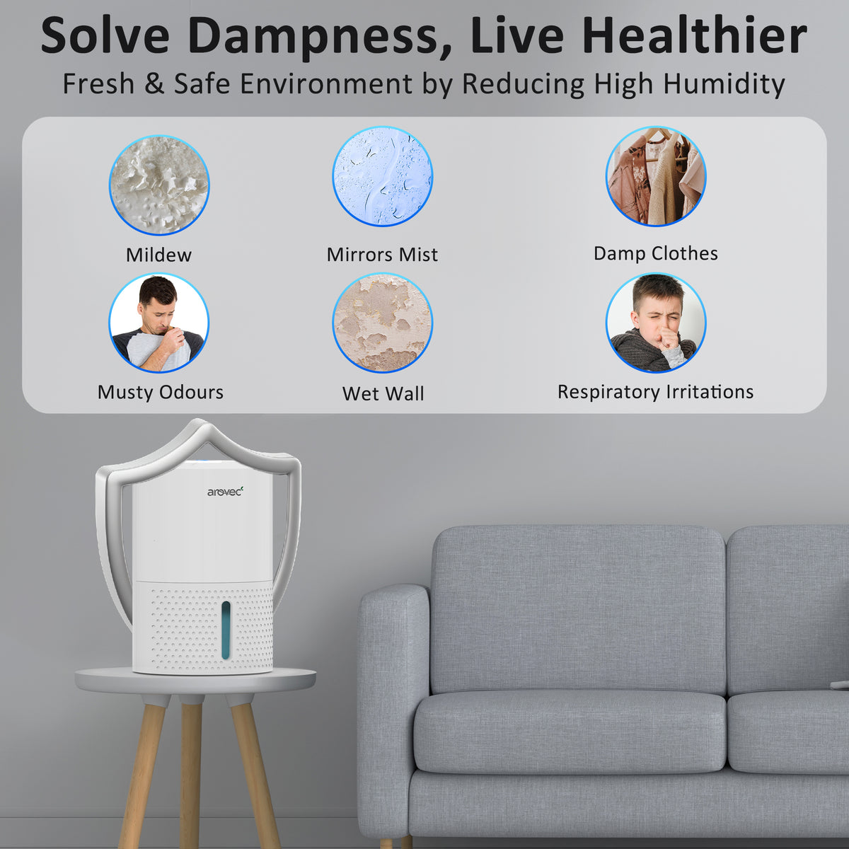 AROVEC Air Dehumidifier 900mL Water Tank, AroDry-900