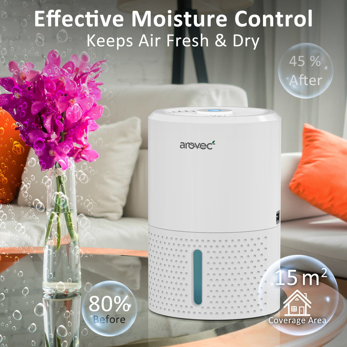 AROVEC Air Dehumidifier 900mL Water Tank, AroDry-900