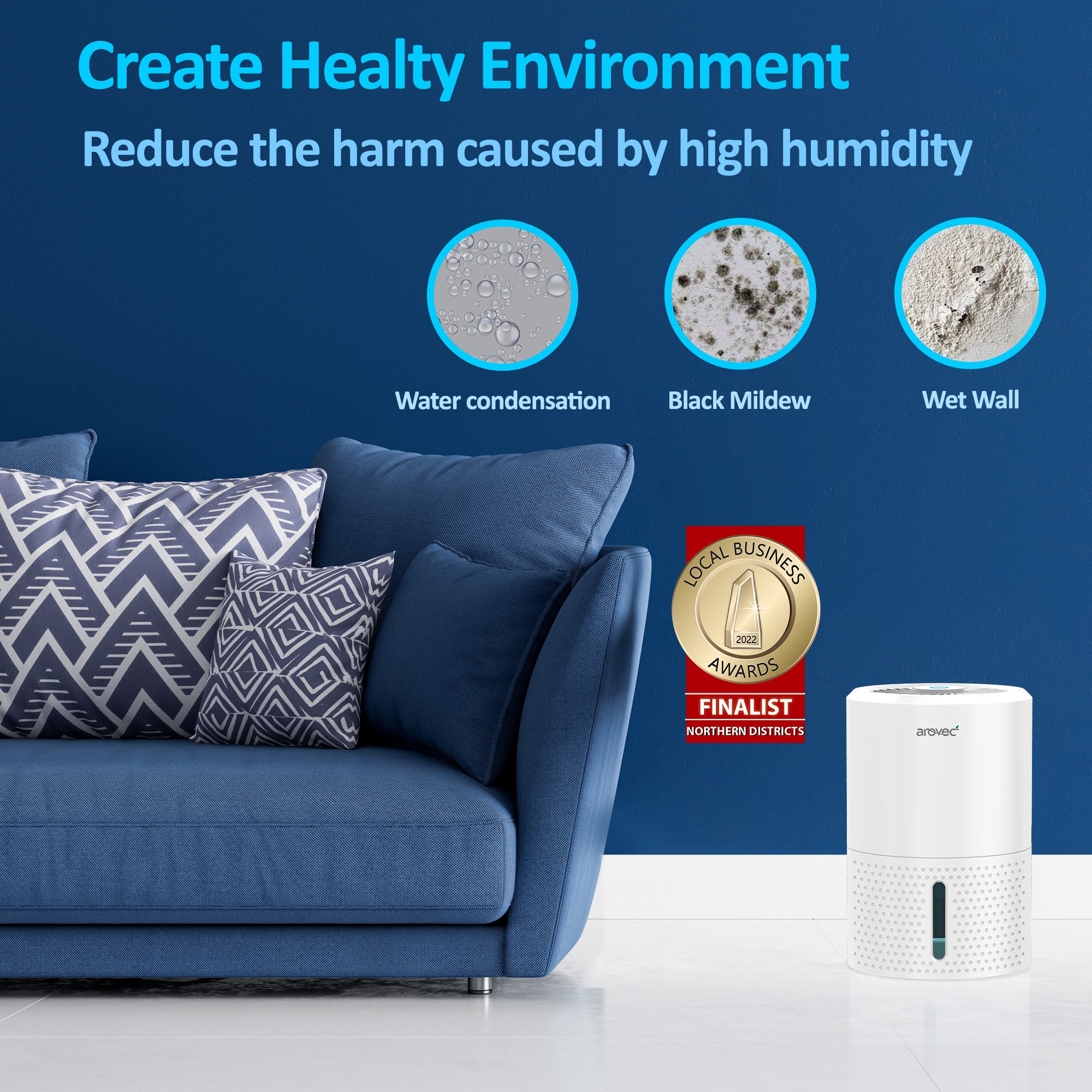 AROVEC Air Dehumidifier 900mL Water Tank, AroDry-900