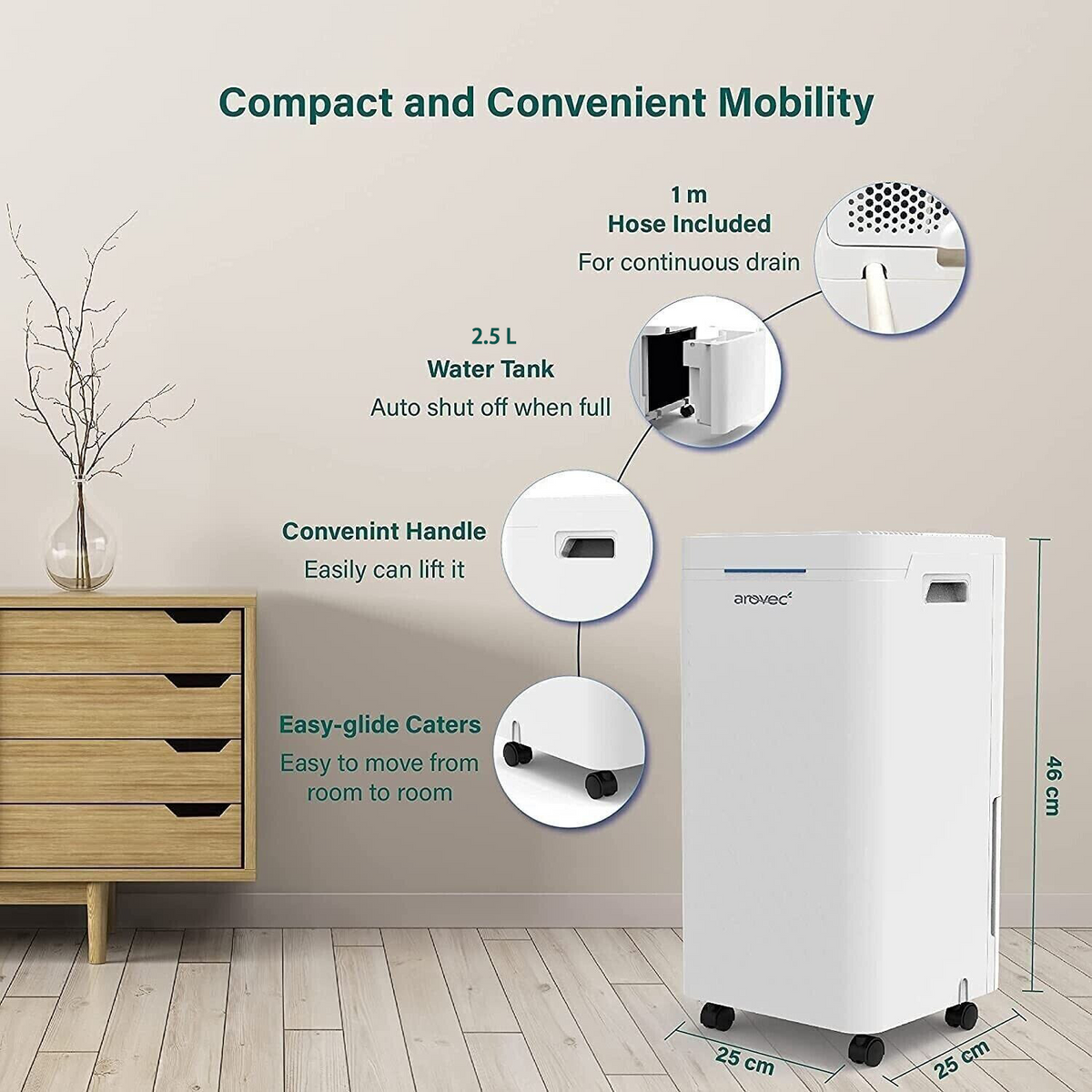 AROVEC Smart Dehumidifier & Air Purifier 2-in-1 Functionality, AroDry-P16