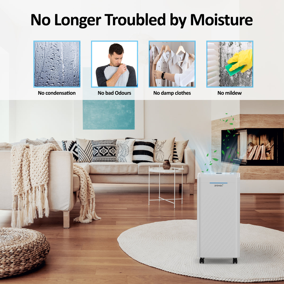 AROVEC Smart Dehumidifier & Air Purifier 2-in-1 Functionality, AroDry-P16